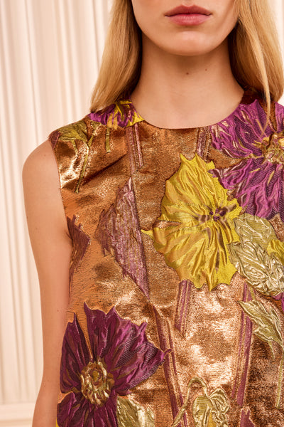 Ember Metallic Jacquard Top - Raised Floral Texture Close-Up Detail | Ulla Johnson