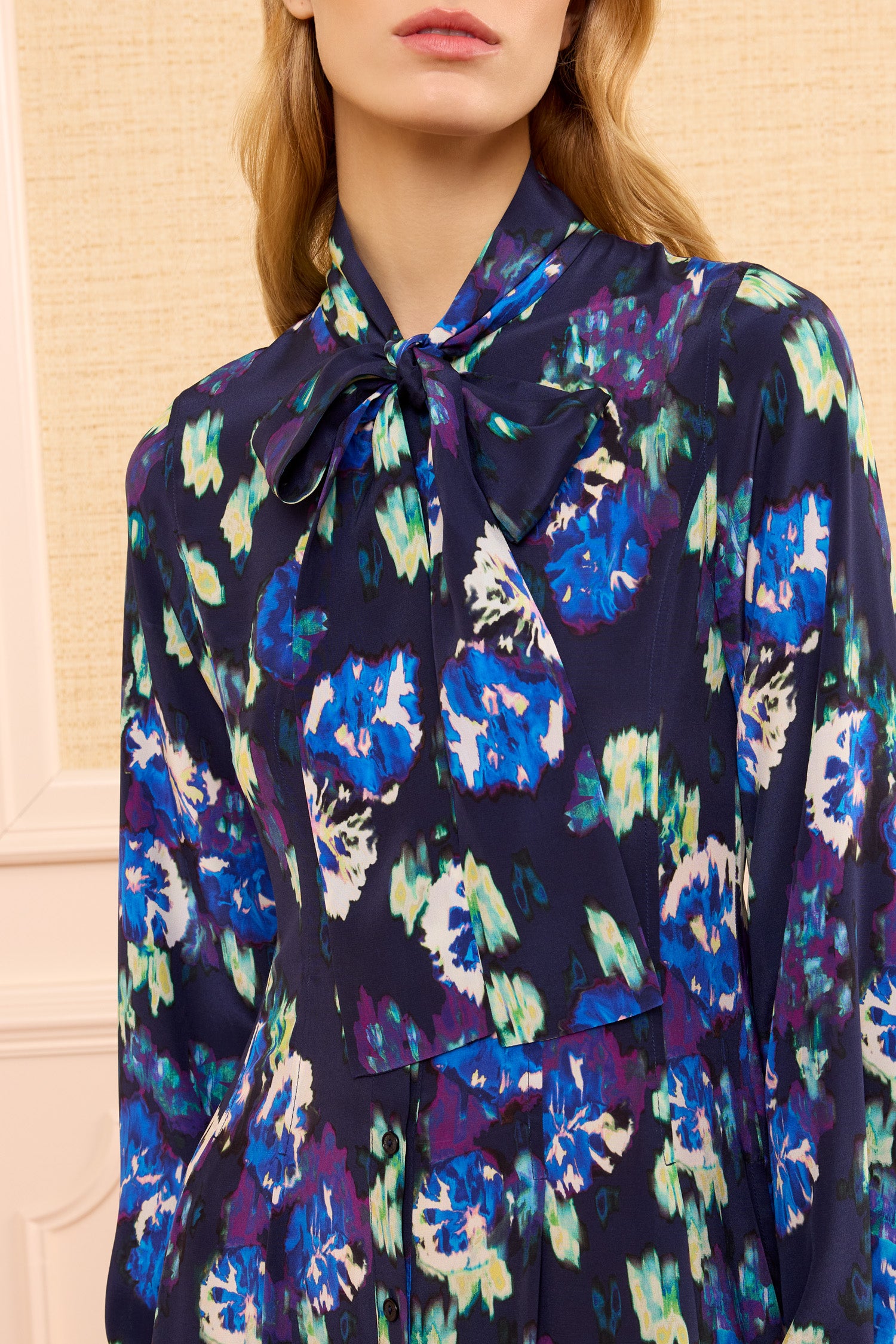 Ulla Johnson Evanthe Silk Dress Bow Neck Tie Detail - Close-Up | Ulla Johnson