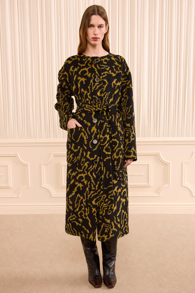 Amber Designer Wool Cashmere Belted Coat - Front On Model, Hands in Pockets | Ulla Johnson
