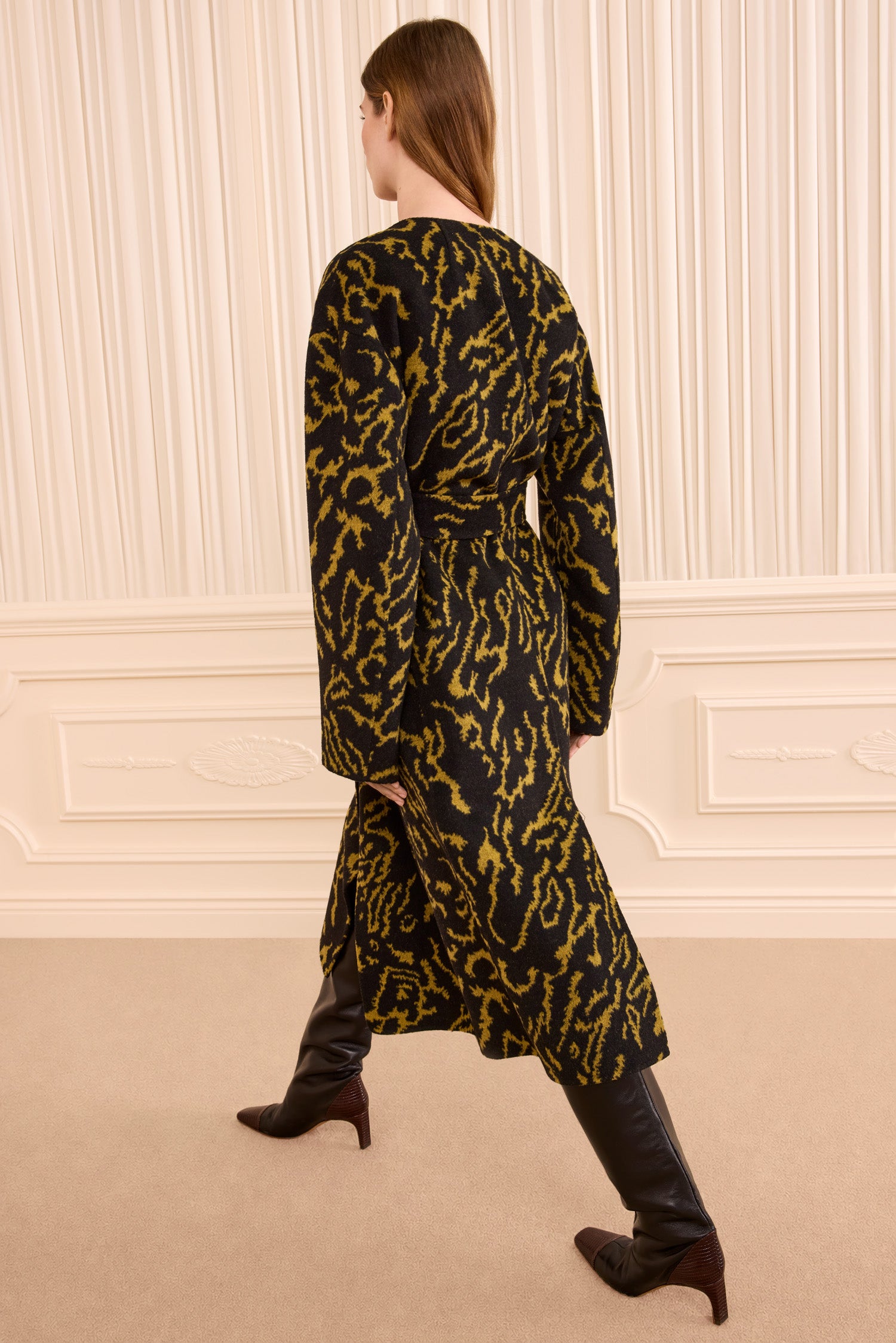 Ulla Johnson Amber Luxury Wool Coat - Back View On Walking Model | Ulla Johnson