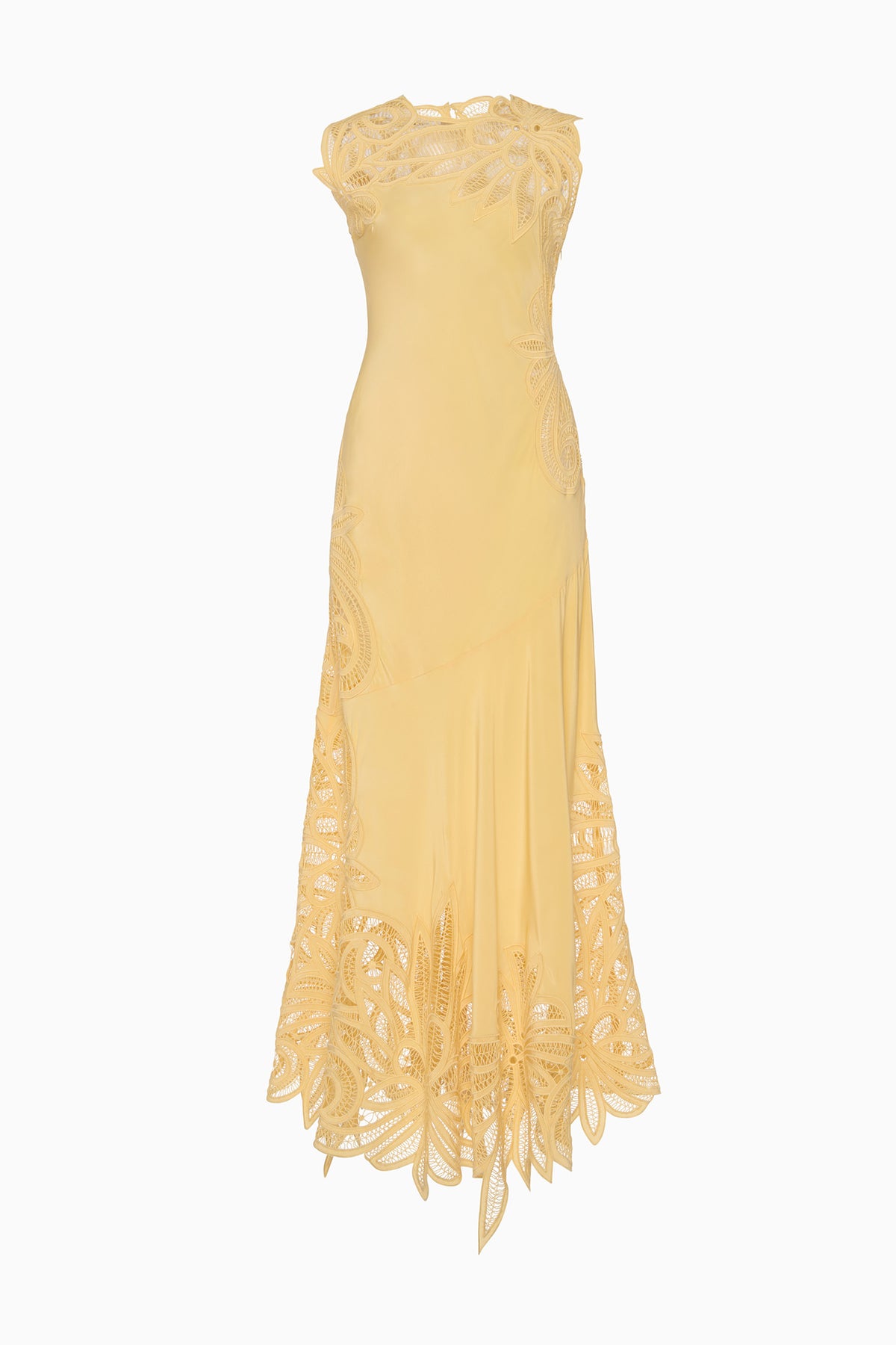 Dandelion Yellow Silk Lace Applique Dress - Flat Lay | Ulla Johnson