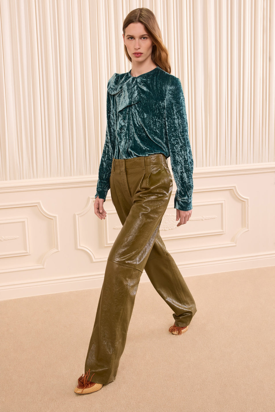 Lichen Leather Trouser - Full-Length Side Profile On Model | Ulla Johnson