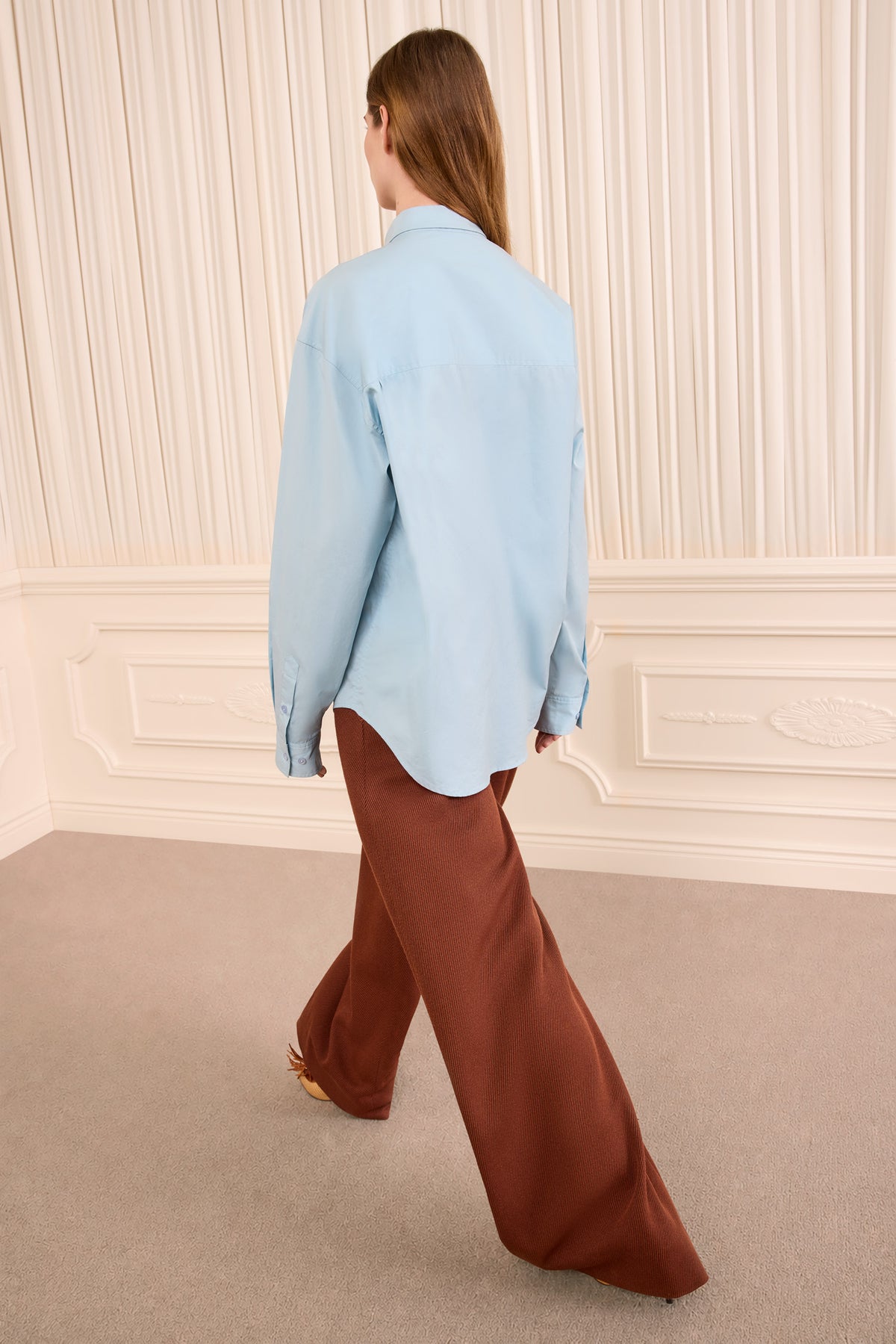 Heron Luxury Cotton Blouse - Back View On Model Walking | Ulla Johnson