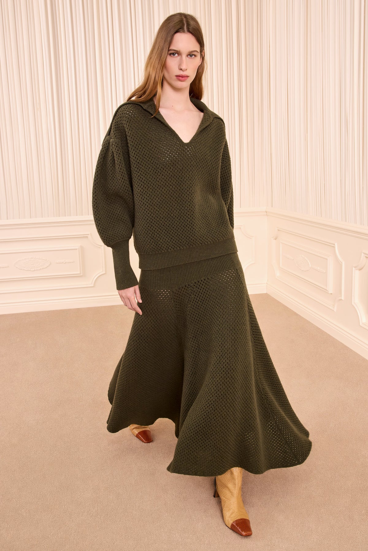 Militaire Mesh Wool Knit Pullover - Front Full-Length On Model | Ulla Johnson