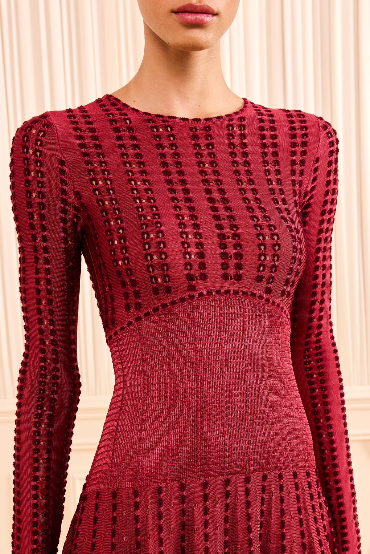 Garnet Knit Dress - Geometric Eyelet Bodice Close-Up Detail | Ulla Johnson