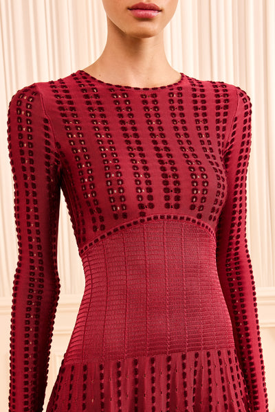 Garnet Knit Dress - Geometric Eyelet Bodice Close-Up Detail | Ulla Johnson
