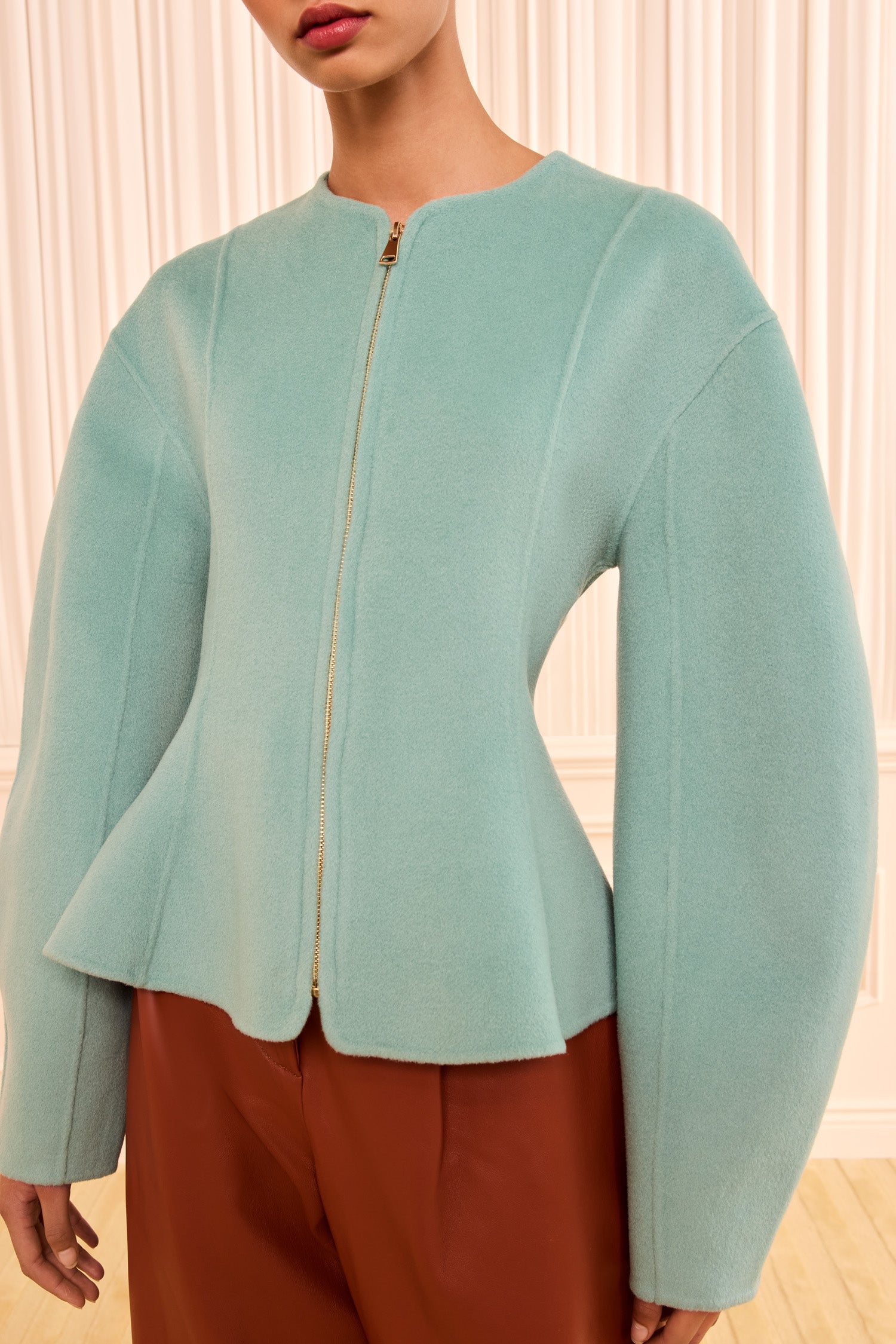 Ulla Johnson Juniper Wool Cashmere Jacket - Gold Zipper and Vertical Seam Detail | Ulla Johnson