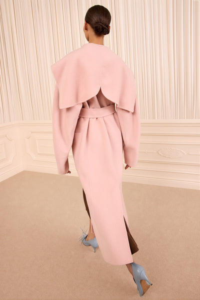 Powder Wool Cashmere Coat - Back View, Draped Overlay & Belt Detail | Ulla Johnson