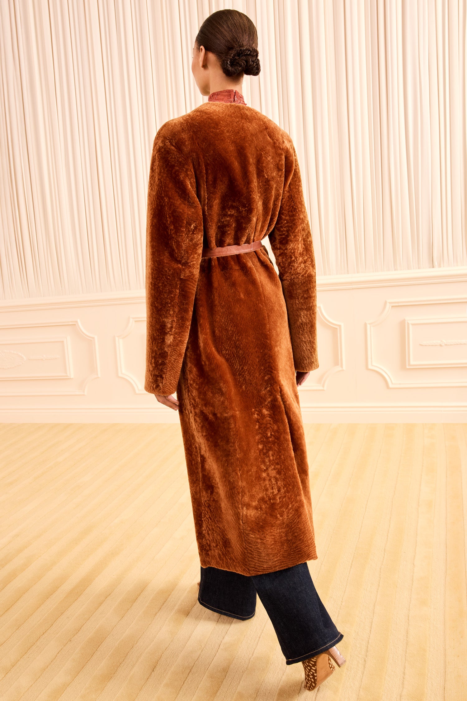 Ulla Johnson Sienna Shearling Coat - Back View, Premium Belted Lamb Shearling | Ulla Johnson