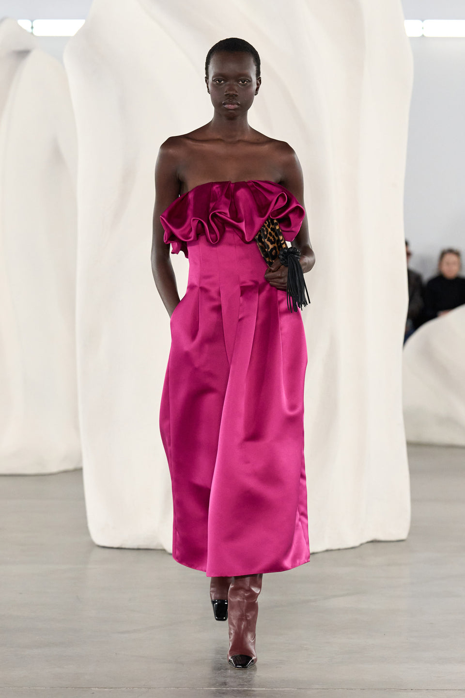 Orchid Strapless Satin Dress - AW26 Runway Look, Front Walk | Ulla Johnson