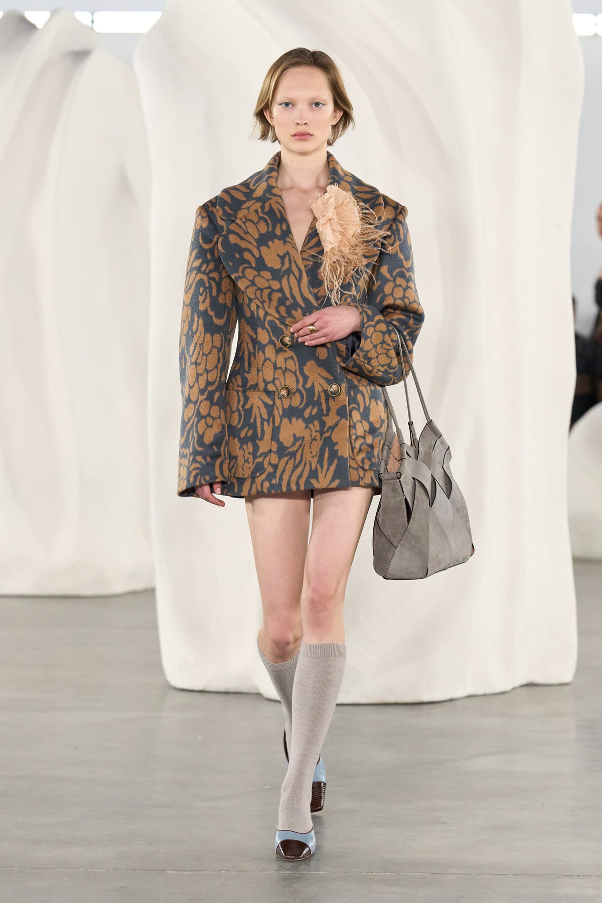 Dove Suede Charlotte Shoulder Bag - AW26 Runway Look 15 | Ulla Johnson