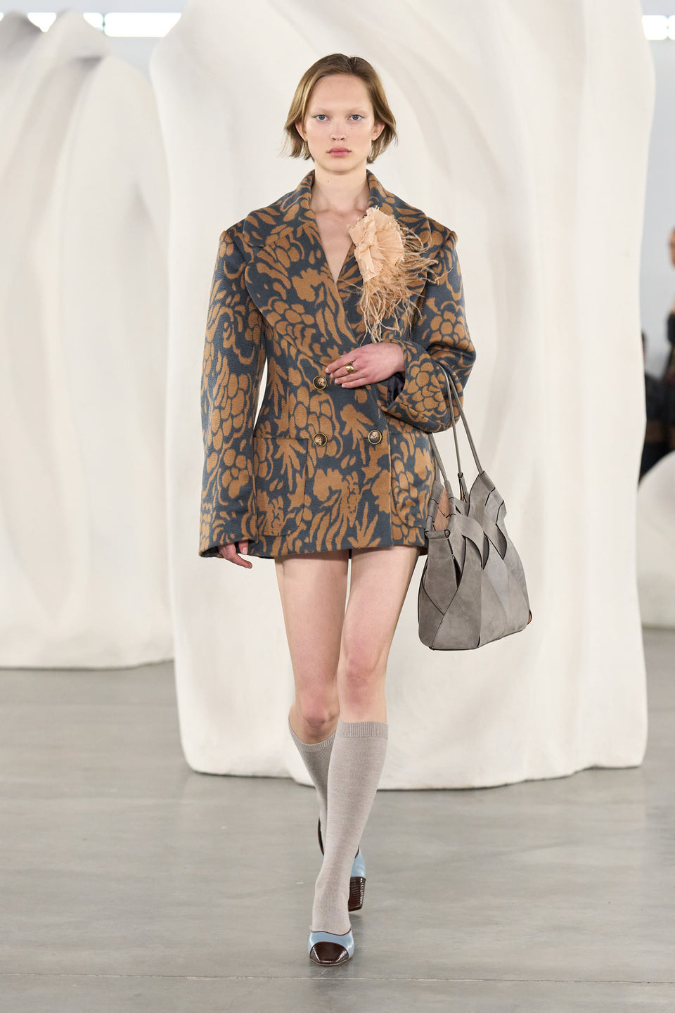 Dove Suede Charlotte Shoulder Bag - AW26 Runway Look 15 | Ulla Johnson