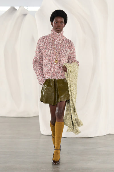 Lichen Luxury Leather Mini Skirt - AW26 Runway Look 17, On Model Walking | Ulla Johnson