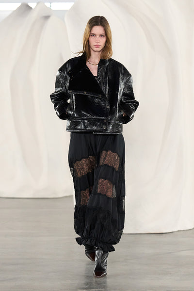 Chantal Noir Silk Lace Midi Skirt - AW26 Runway Look 23, Front Walk | Ulla Johnson