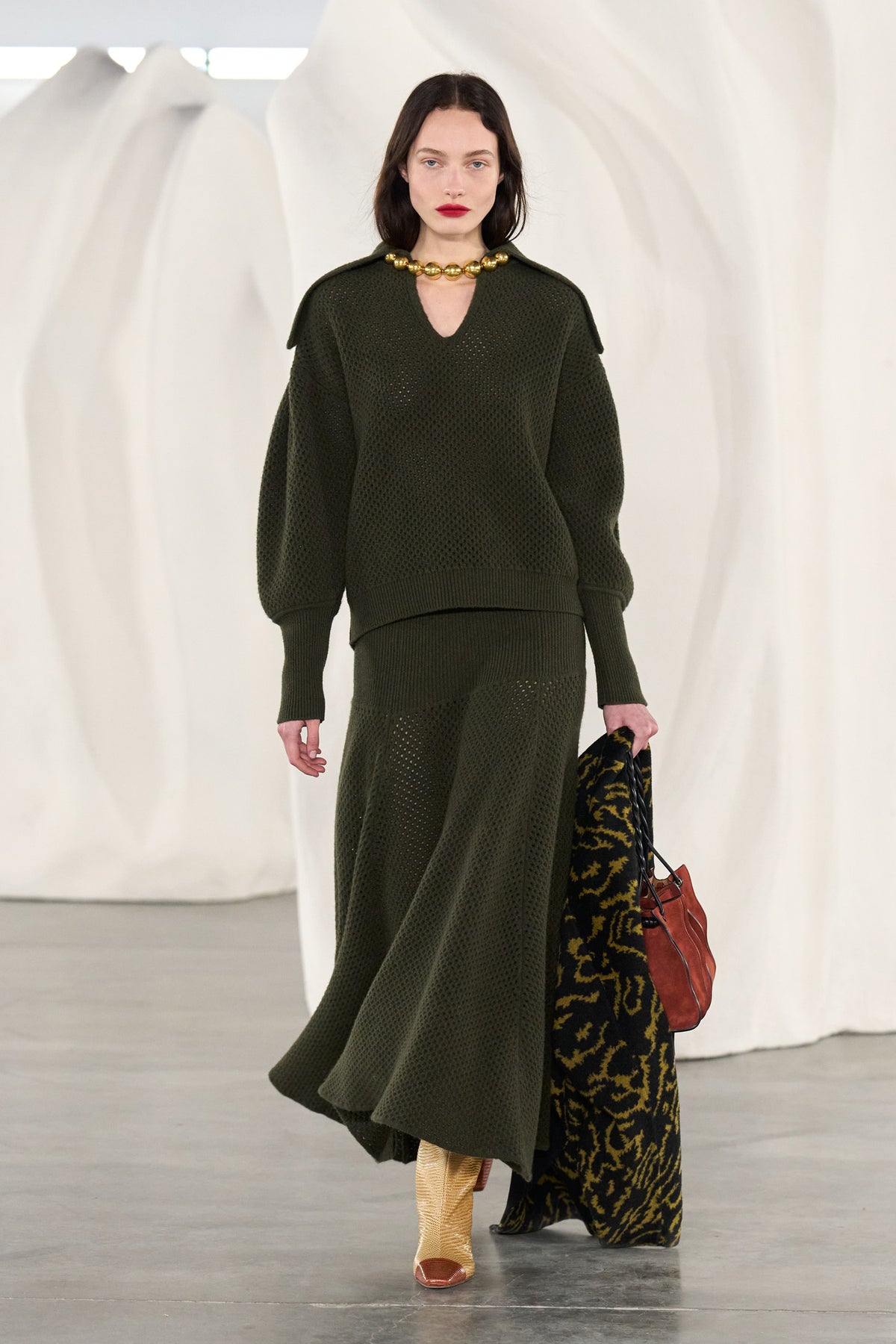 Militaire Designer Knit Pullover - AW26 Runway Look 24 On Model Walking | Ulla Johnson