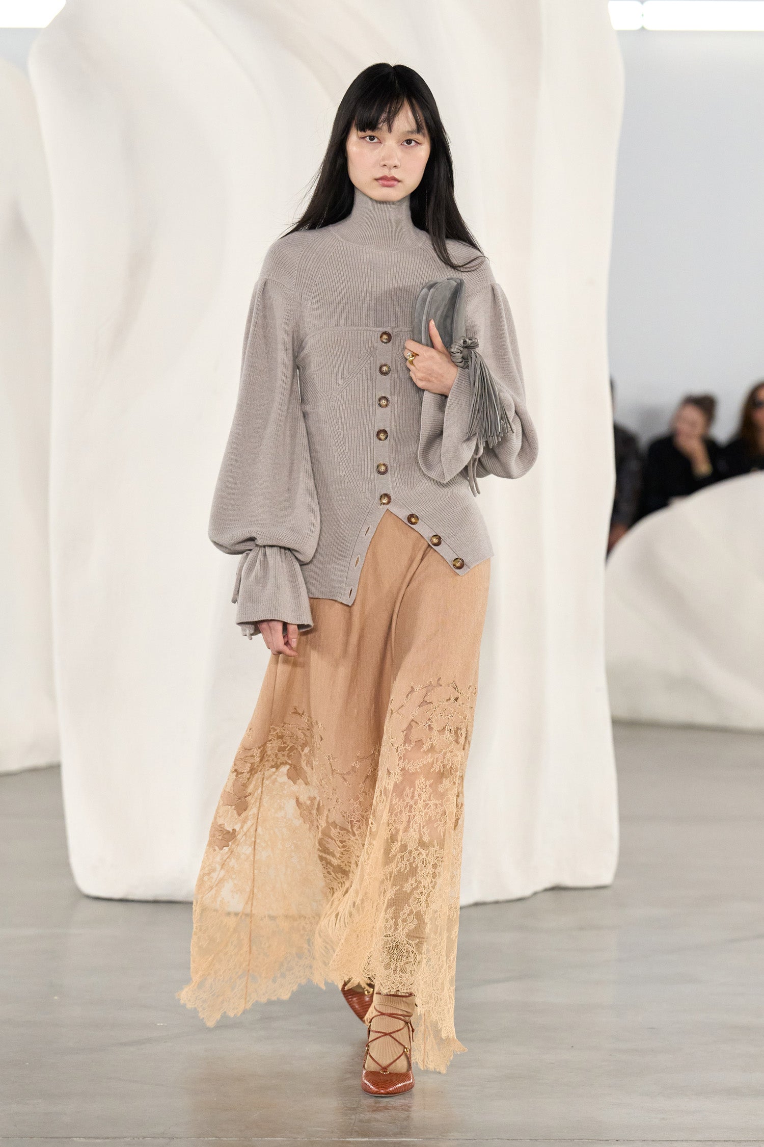 Ulla Johnson Almond Lace Midi Skirt - AW26 Runway Look 39, Designer Lace Midi Skirt | Ulla Johnson