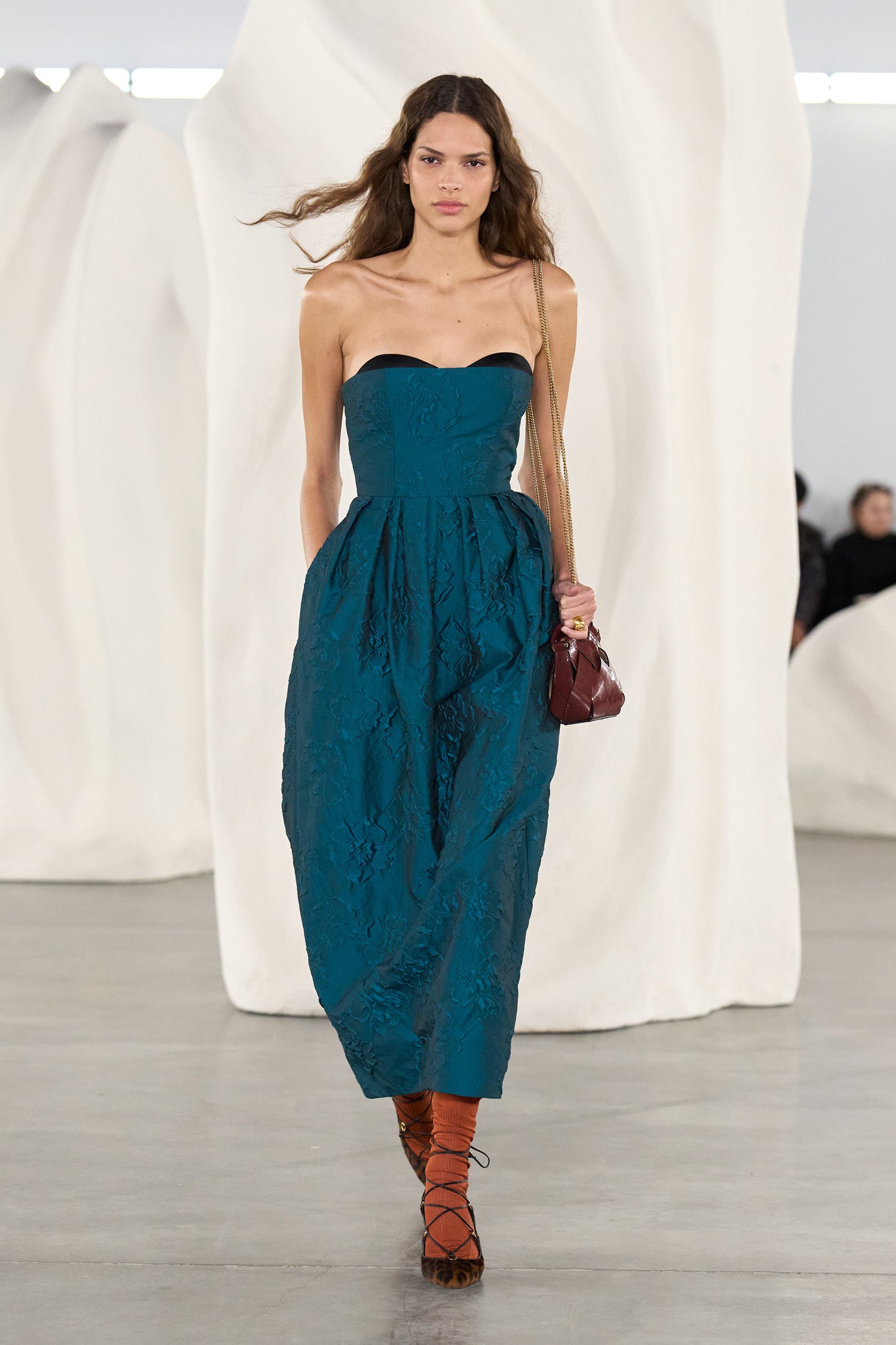 Ulla Johnson Beryl Cloque Strapless Dress - AW26 Runway Look 41, On Model Walking | Ulla Johnson