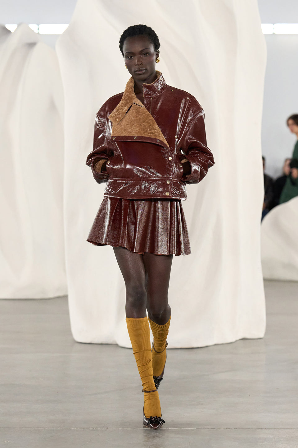 Cognac Lambskin Leather Jacket AW26 Runway Look 49 - Designer Runway Styled Look | Ulla Johnson
