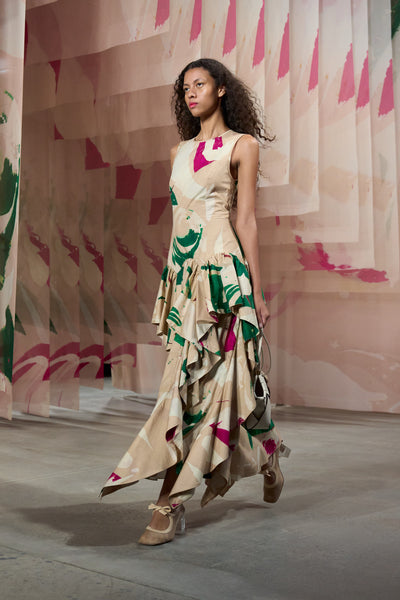 Luxury Designer Mural Dress in Comet Print - SS25 Runway Look 58, On Model | Ulla Johnson