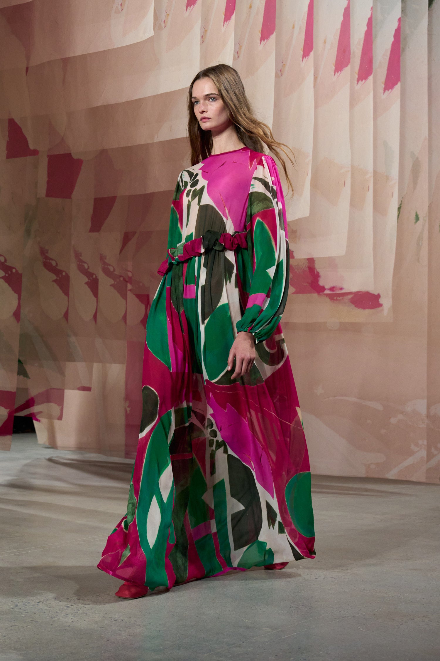 Ulla Johnson Designer Abstract-Print Silk Georgette Maxi Dress - Runway Front View | Ulla Johnson