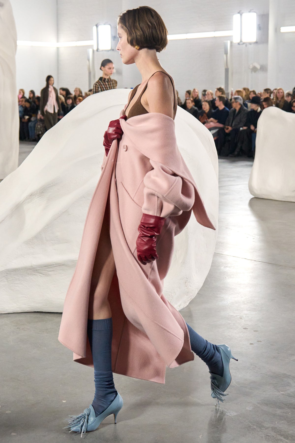 Powder Wool Coat - AW26 Runway Side View, On Model in Motion | Ulla Johnson