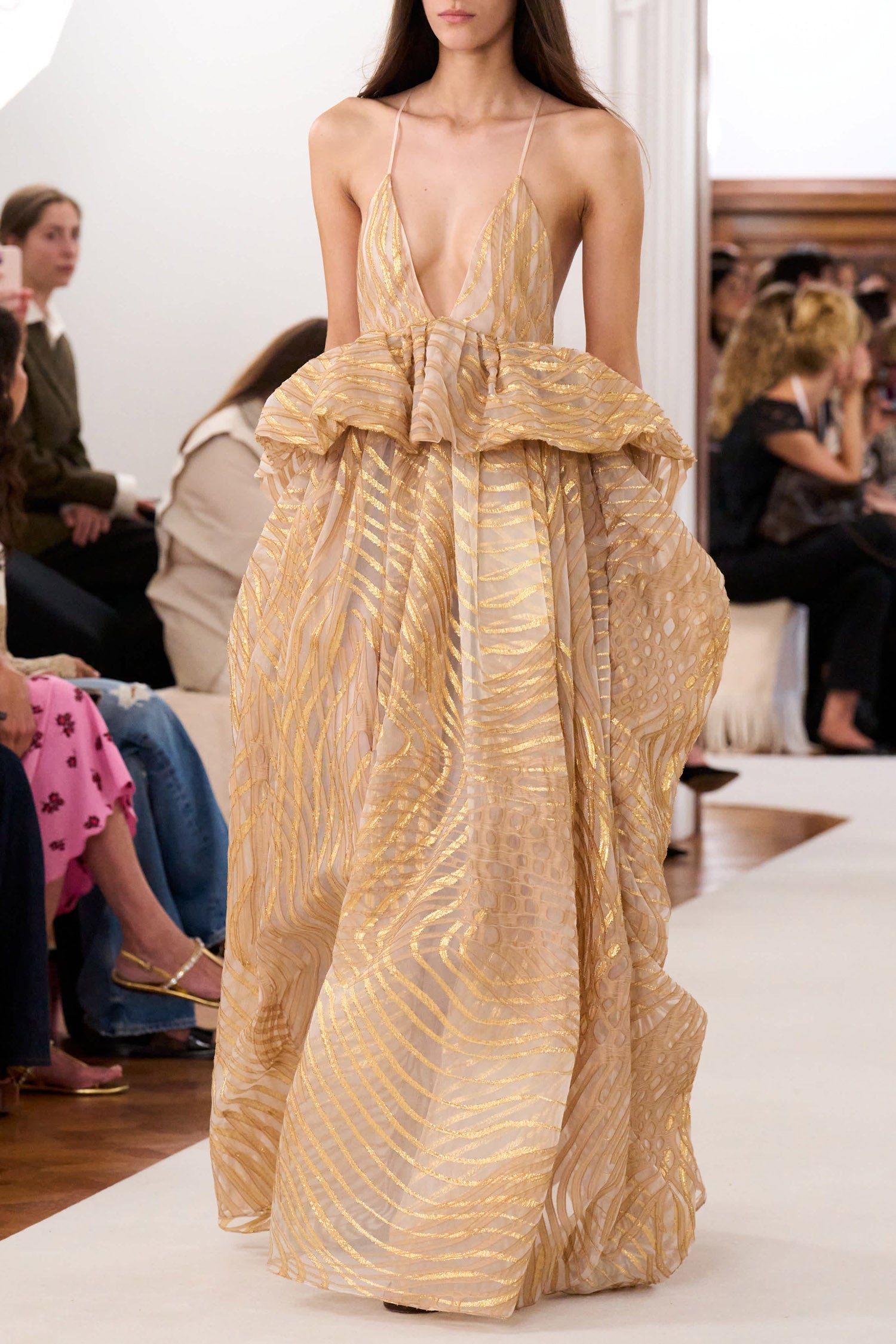 Ulla Johnson Gold Lurex Fil Coupé Camelia Gown - SS26 Runway, Luxury Designer Gown | Ulla Johnson