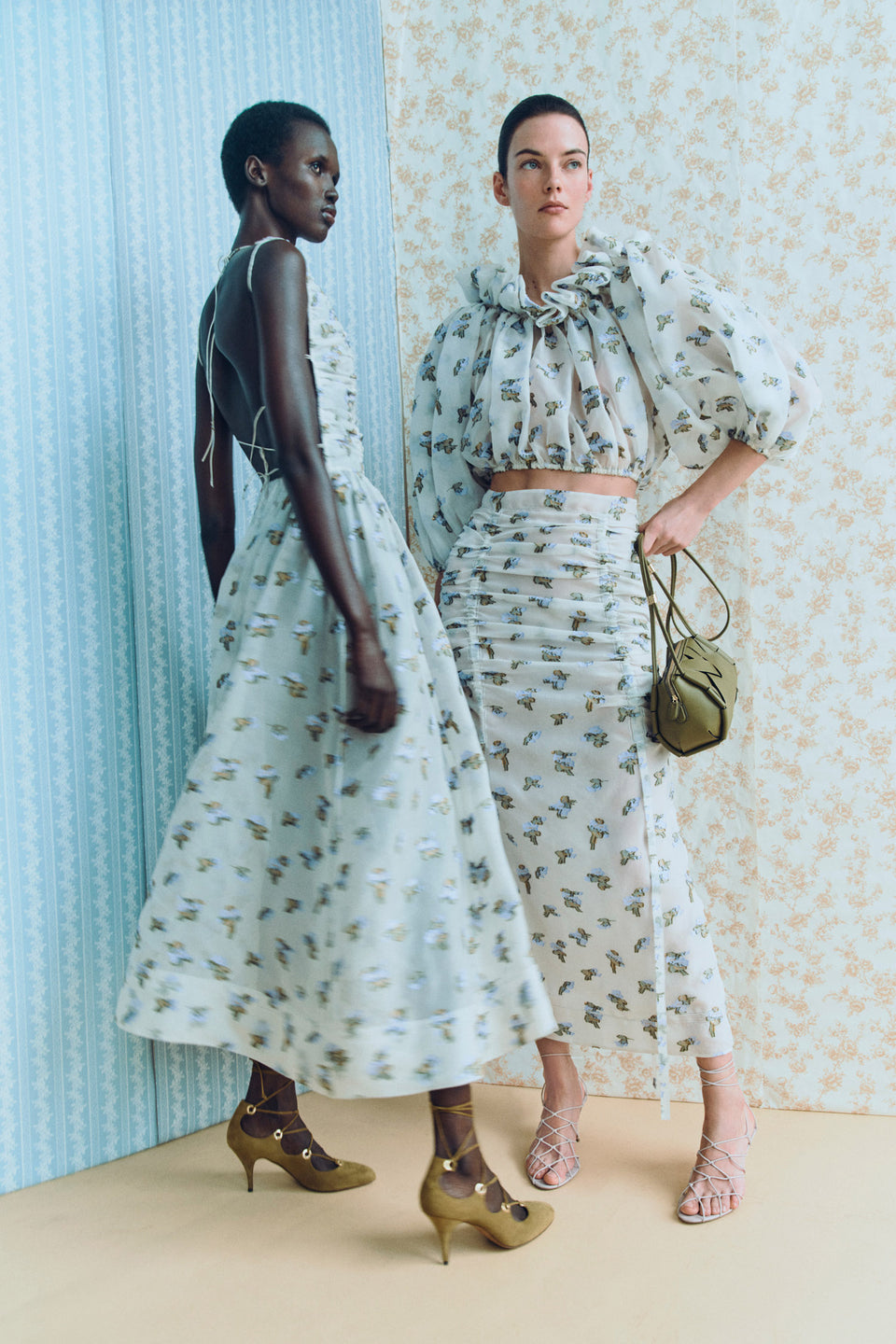 Ondine Organza Blouse in Violet Leaf, Designer Matching Set - Editorial Campaign Look | Ulla Johnson